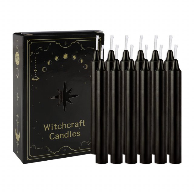 12 Pcs Black Taper Candles