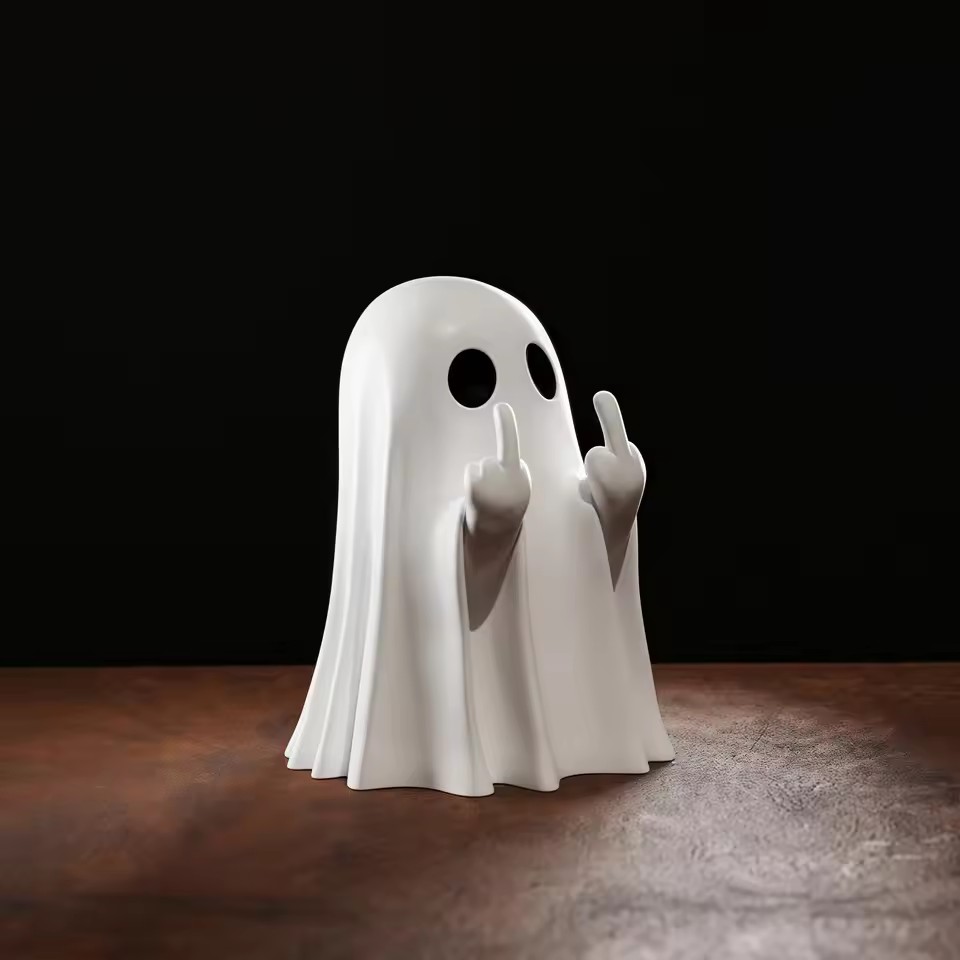 Cute Ghost Middle Finger Statue