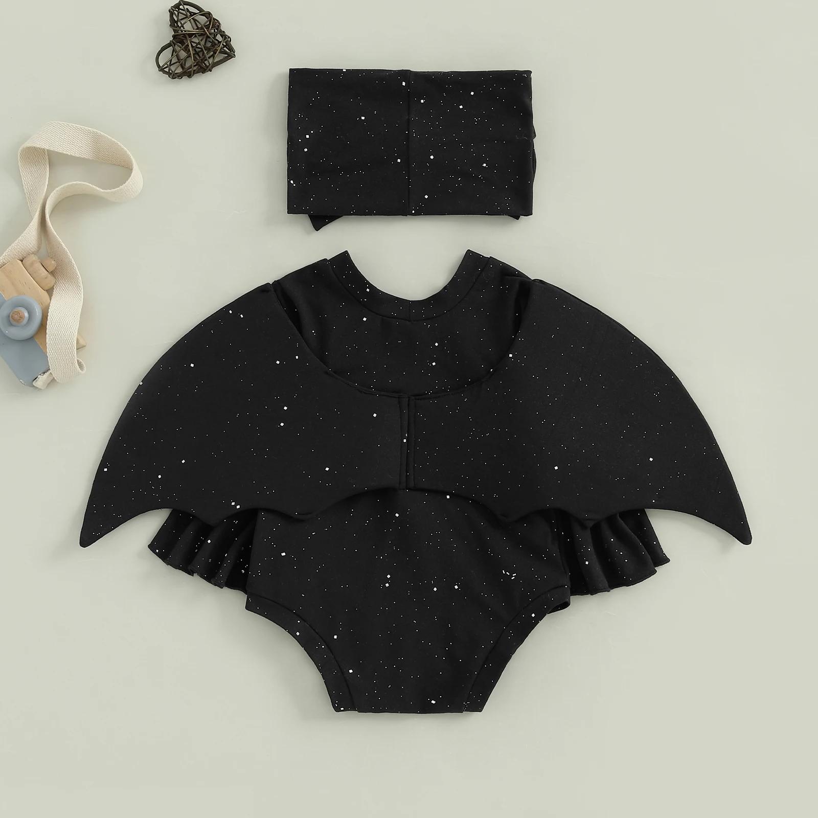 Toddler Baby Girl Halloween Bat Costume Romper with Headband 2 Piece Outfit - Image 3