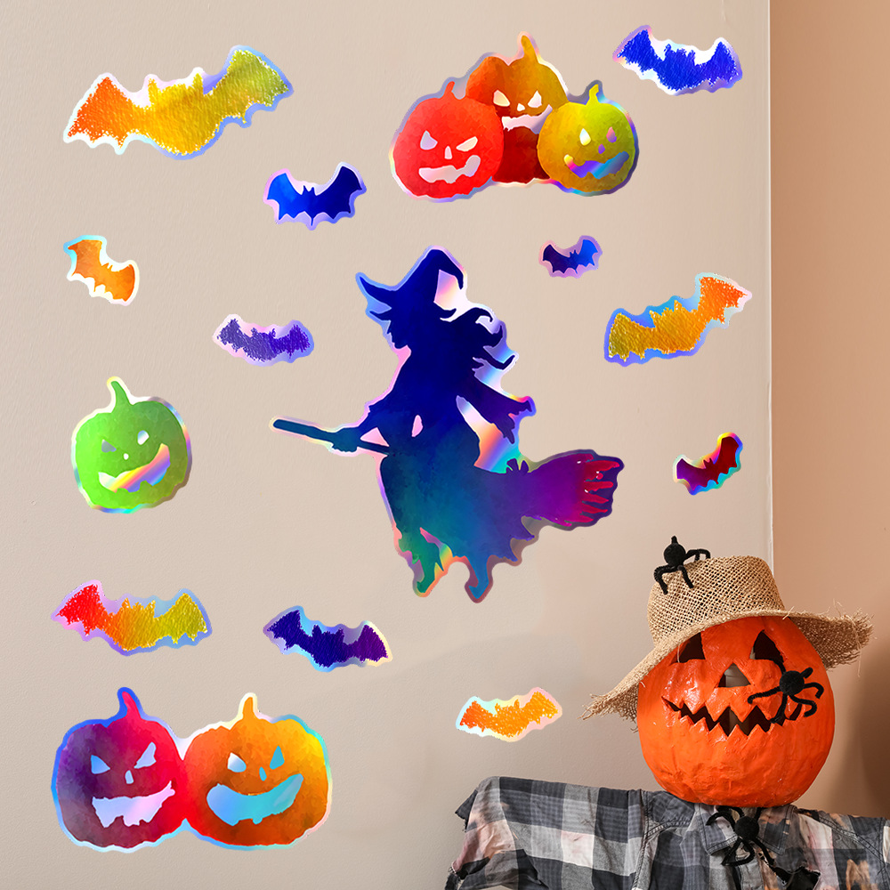 Halloween Witch Bat Pumpkin Wall Stickers - Image 5