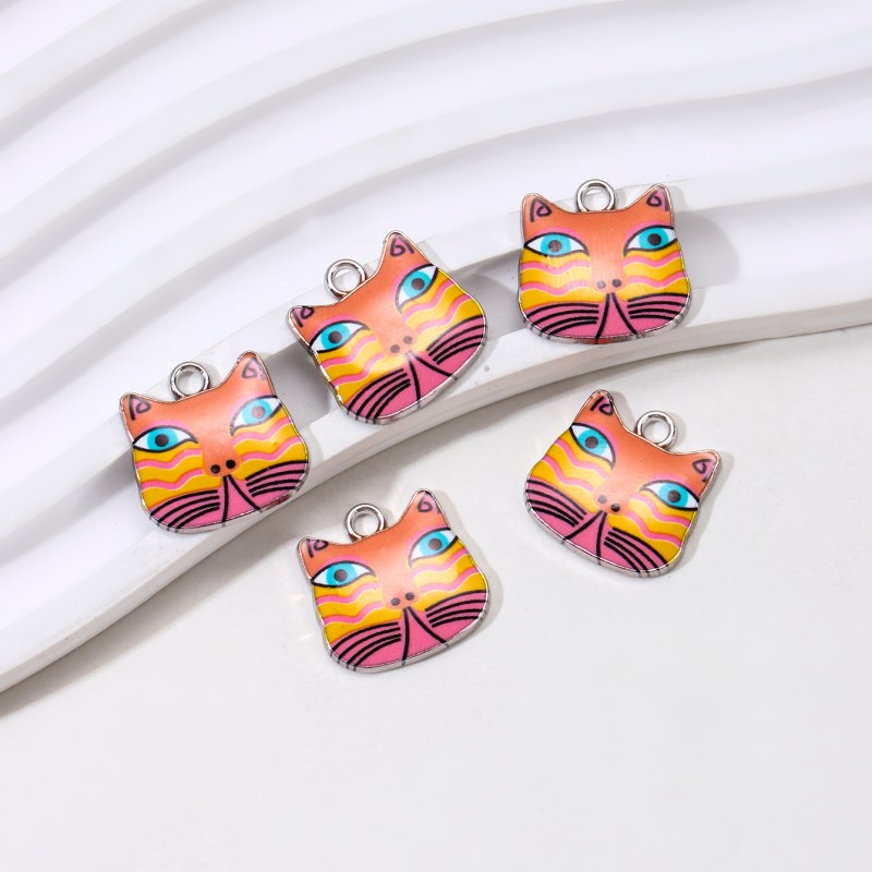 10pcs Cute Cat Enamel Charms - Image 3