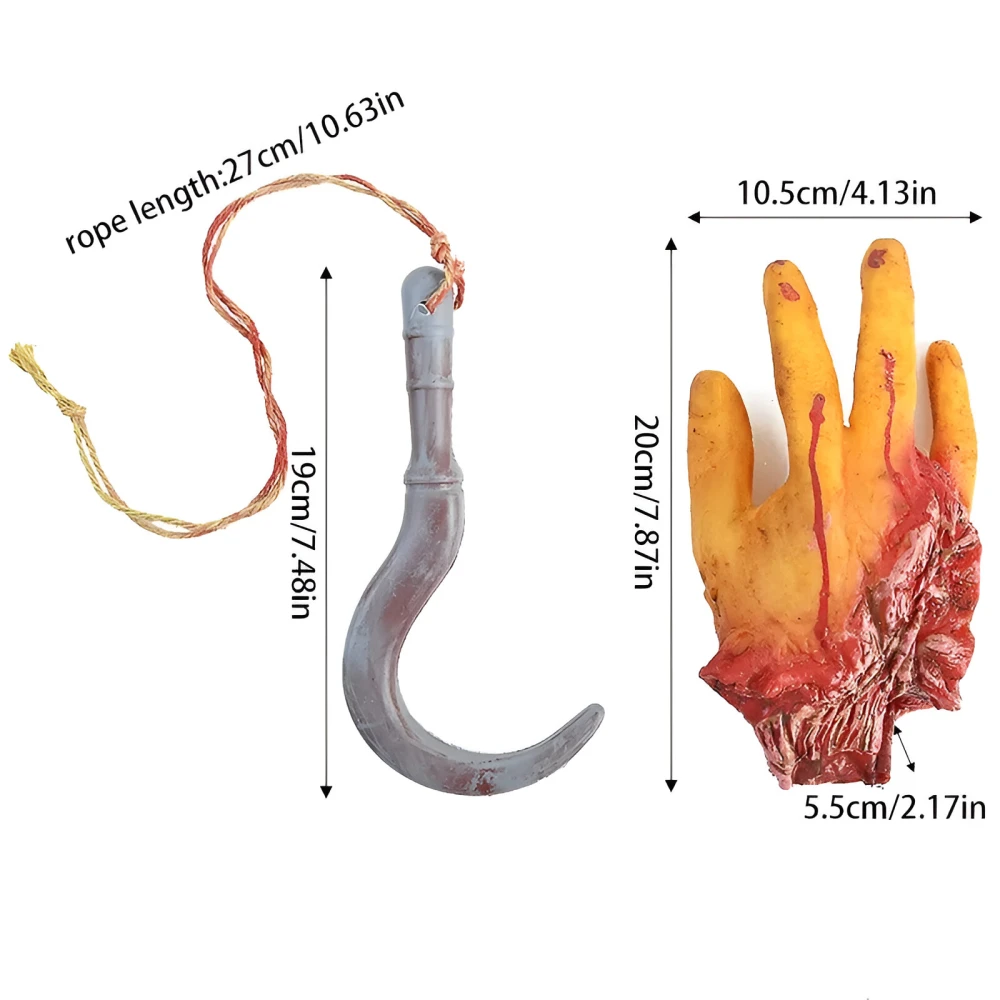 Halloween Bloody Severed Hand and Foot with Hook – Scary Hanging Decoration - Image 7