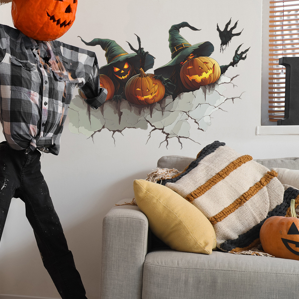Halloween Wall-Breaking Pumpkin Ghost Hand Wall Stickers - Image 3