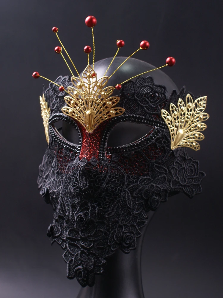 Elegant Black Lace Veil Masquerade Mask for Men & Women - Image 4