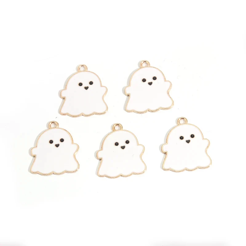 Cute Halloween Ghost Charms – 10pcs Black & White DIY Pendants - Image 5