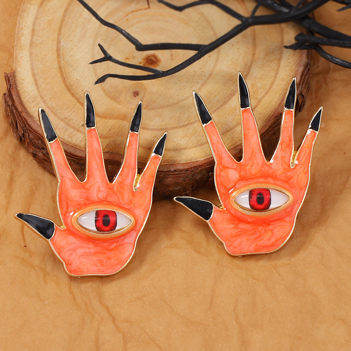 Halloween Devil’s Eye Five Finger Alloy Earrings