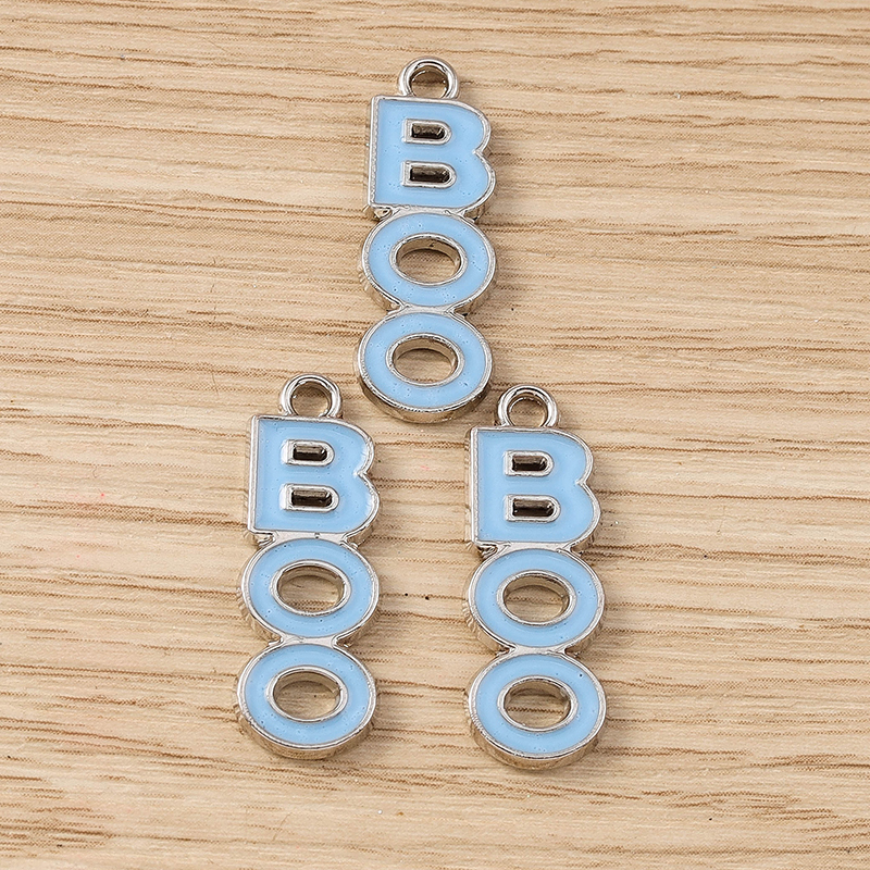 10pcs Enamel BOO Letter Charms Pendants for DIY Jewelry Making 8x24mm - Image 3