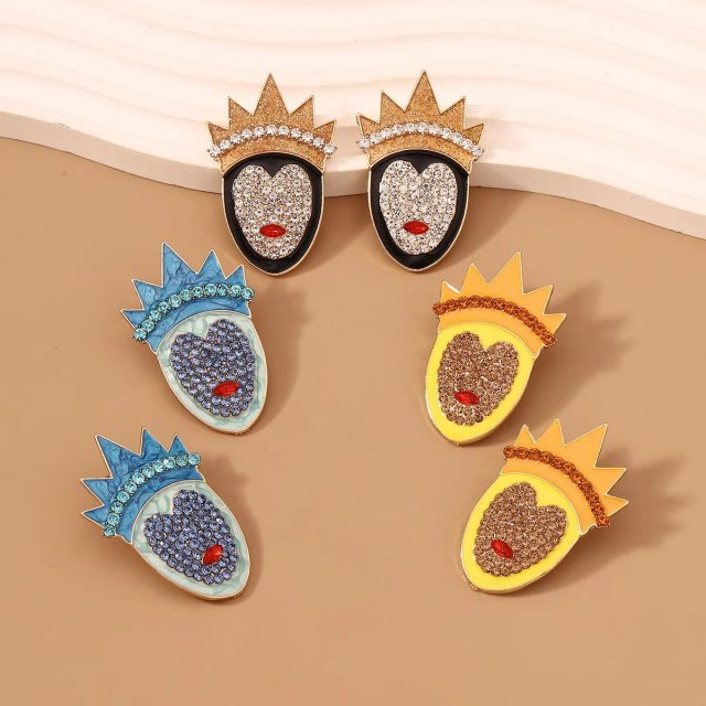 Glam Rhinestone Crown Earrings for Women – Halloween Sparkle