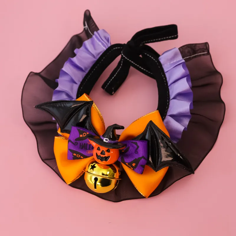 Halloween Pet Collar with Pumpkin Bow & Bat Wings for Cats and Dogs - Image 4