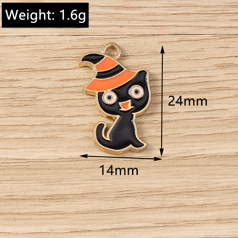 Halloween Cat Charms Pendants 10pcs 14x24mm Enamel - Image 6
