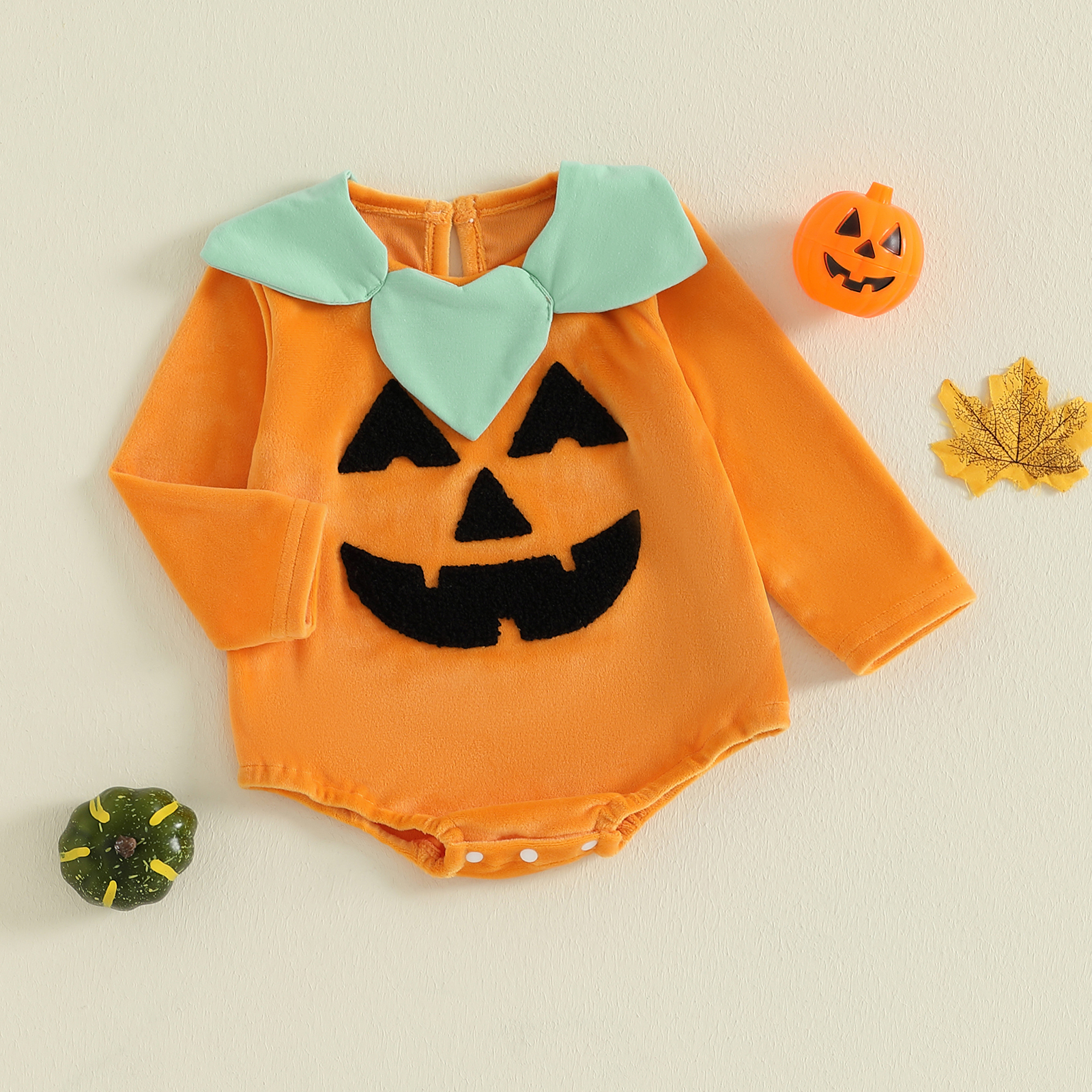 Infant Halloween Pumpkin Romper Fall Bodysuit 0-18M