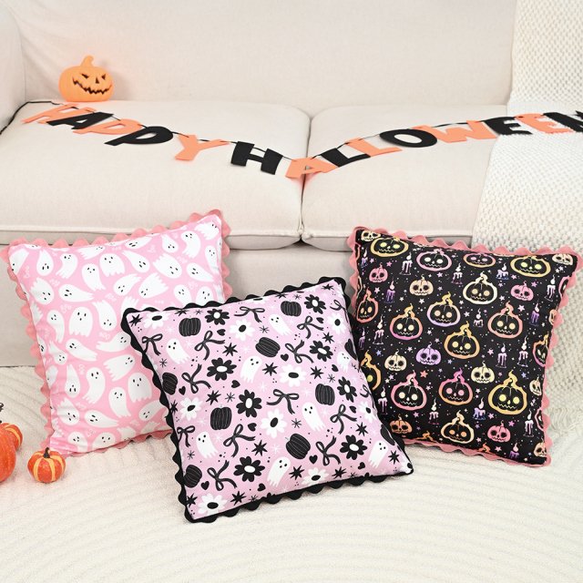 Halloween Day of the Dead Ghost Pillow Cover 18x18 Inch Decorative Cushion