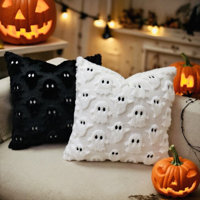 2PCS Halloween Ghost Throw Pillow Covers for Halloween Decor