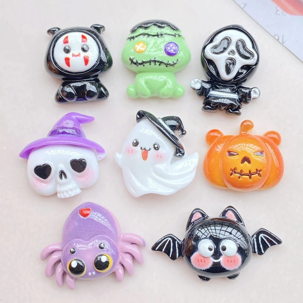 10Pcs Cute Halloween Resin Charms for DIY Crafts & Scrapbooking - Image 3