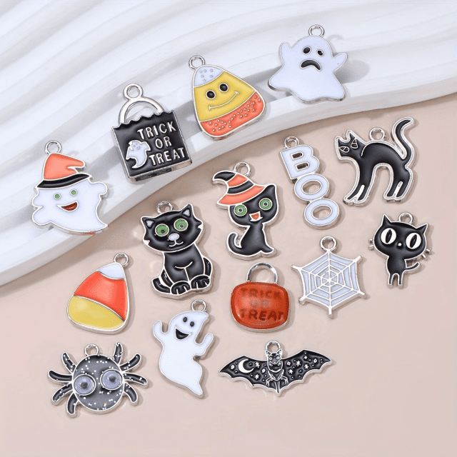 Halloween Enamel Charms – 10pcs Mixed Pendants for DIY Jewelry