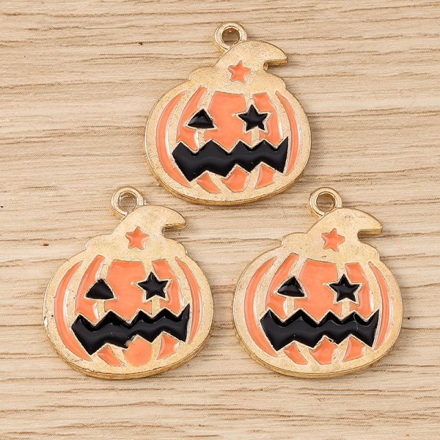 10pcs Halloween Pumpkin Charms Pendants for DIY Jewelry Making 19x22mm
