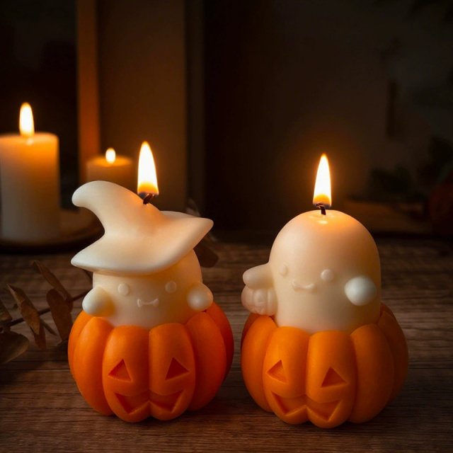 Halloween Ghost Pumpkin Scented Soy Wax Candle