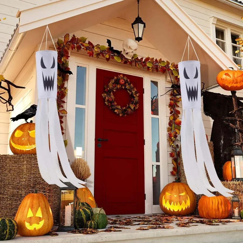 Spooky Ghost Windsock - Halloween Yard and Garden Decoration - Image 2