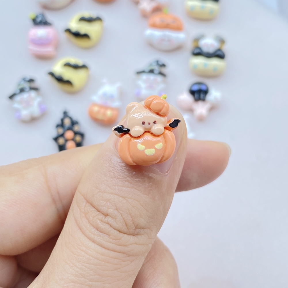 20 Pcs Mini Halloween Bat and Pumpkin Resin Cabochons for Crafts and DIY - Image 5