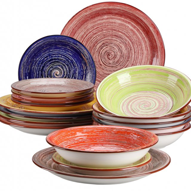 Vintage Stoneware Dinnerware Set – Shabby Chic 18-Piece Set for 6/12 People