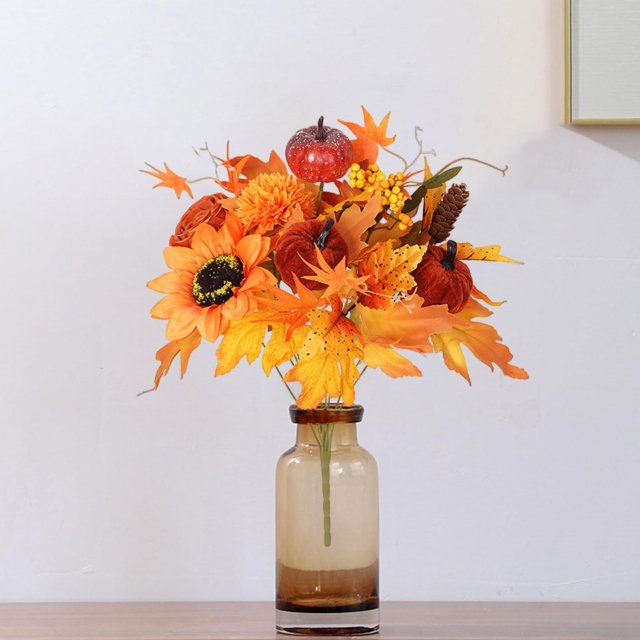 Autumn Maple Leaf Branch with Pumpkins & Berries - Fall Home Decor