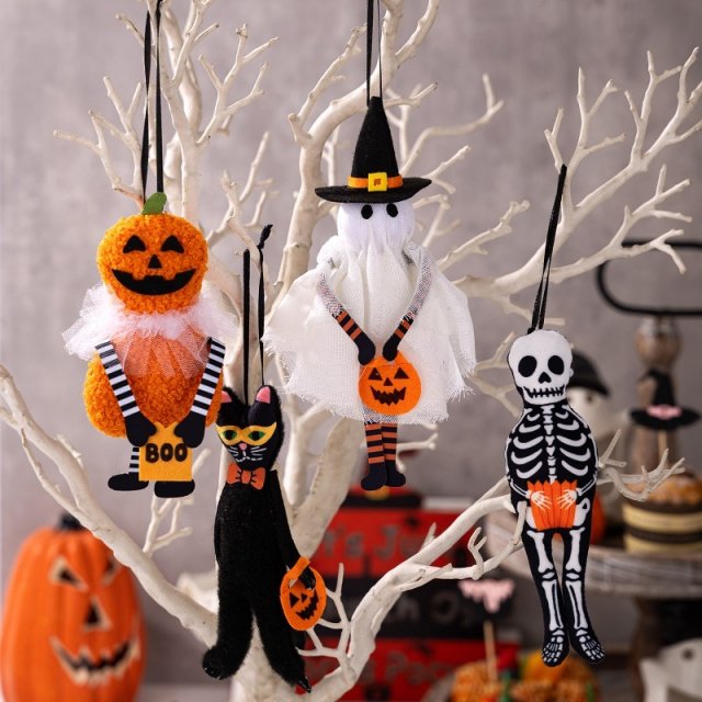 Halloween Hanging Pendant Pumpkin, Black Cat, Ghost & Skull Outdoor Decoration
