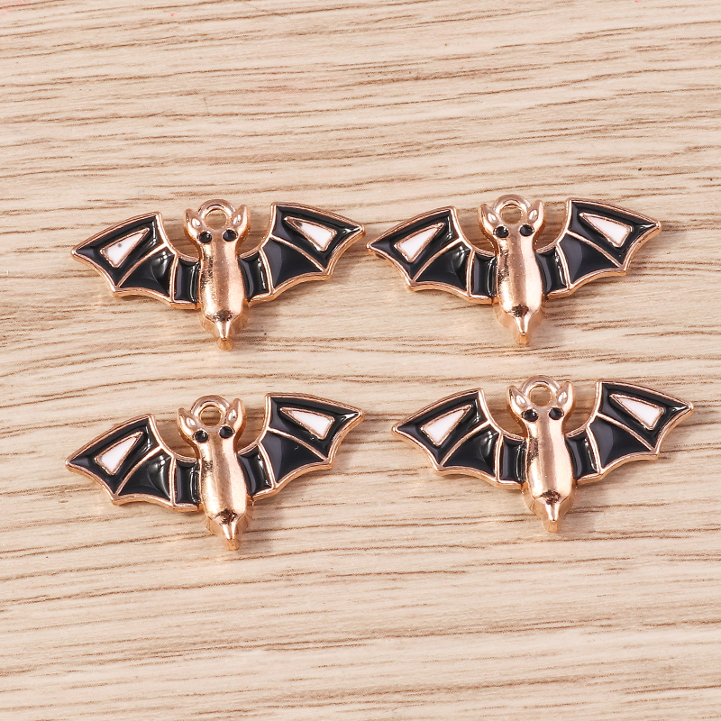 10pcs Halloween Bat Charms Enamel Pendants for DIY Jewelry Making - Image 4