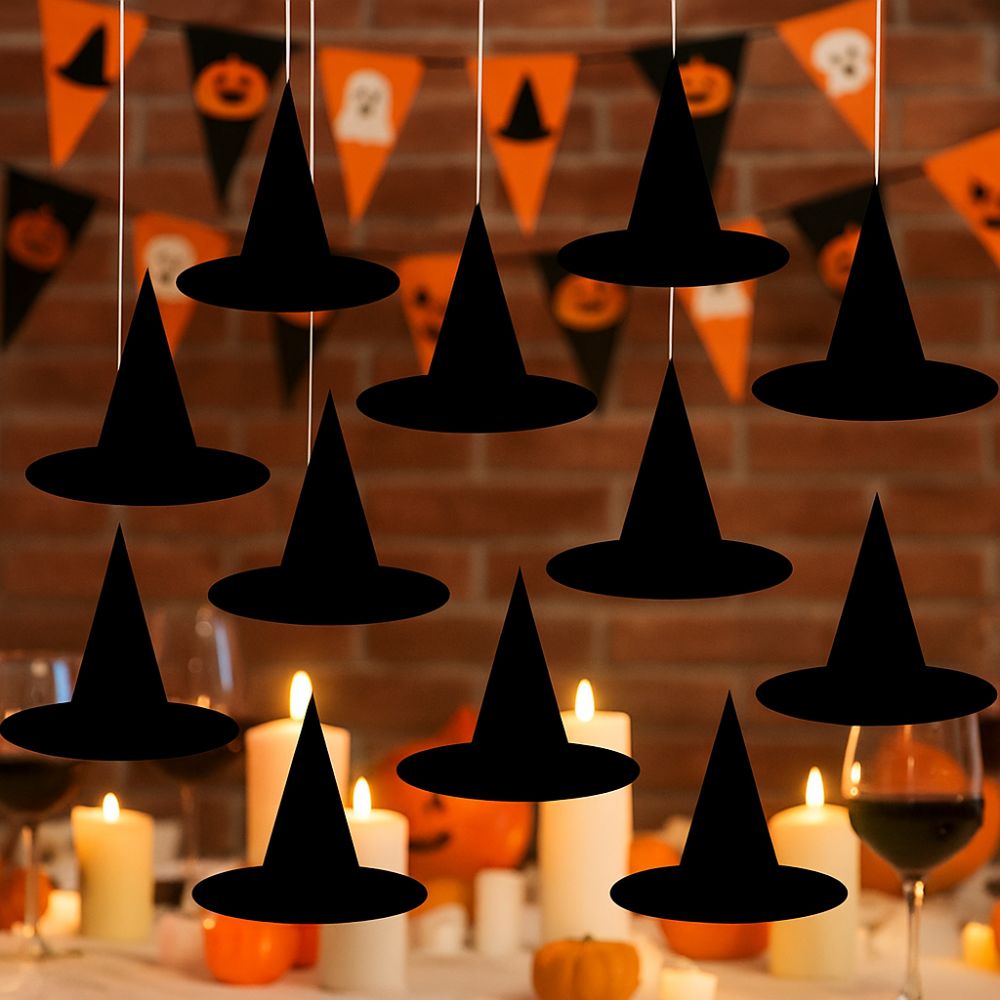 12pcs DIY Halloween Hanging Witch Hat Decorations - Image 4