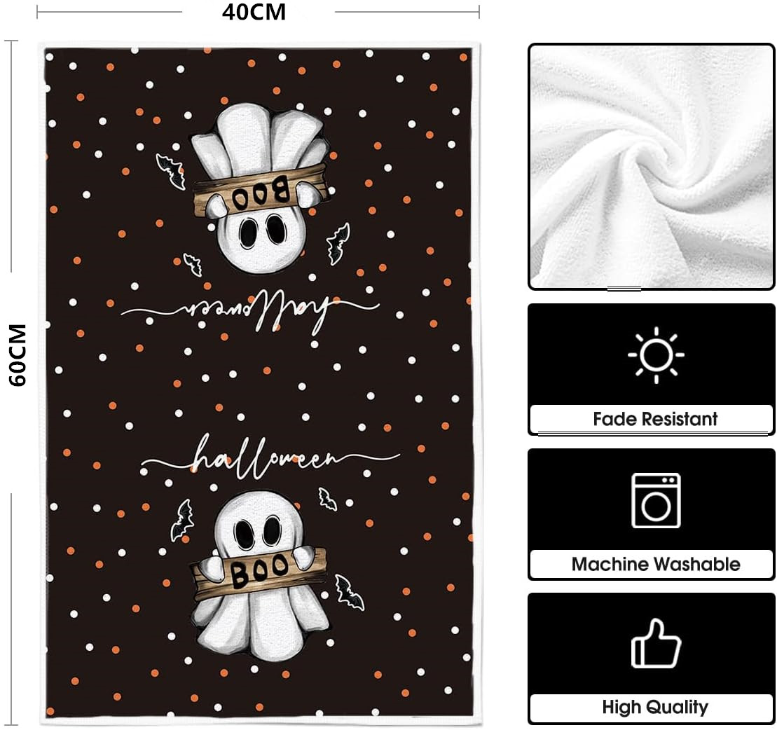 Halloween Cat Pumpkin Ghost Kitchen Towels Set of 2 - Image 6