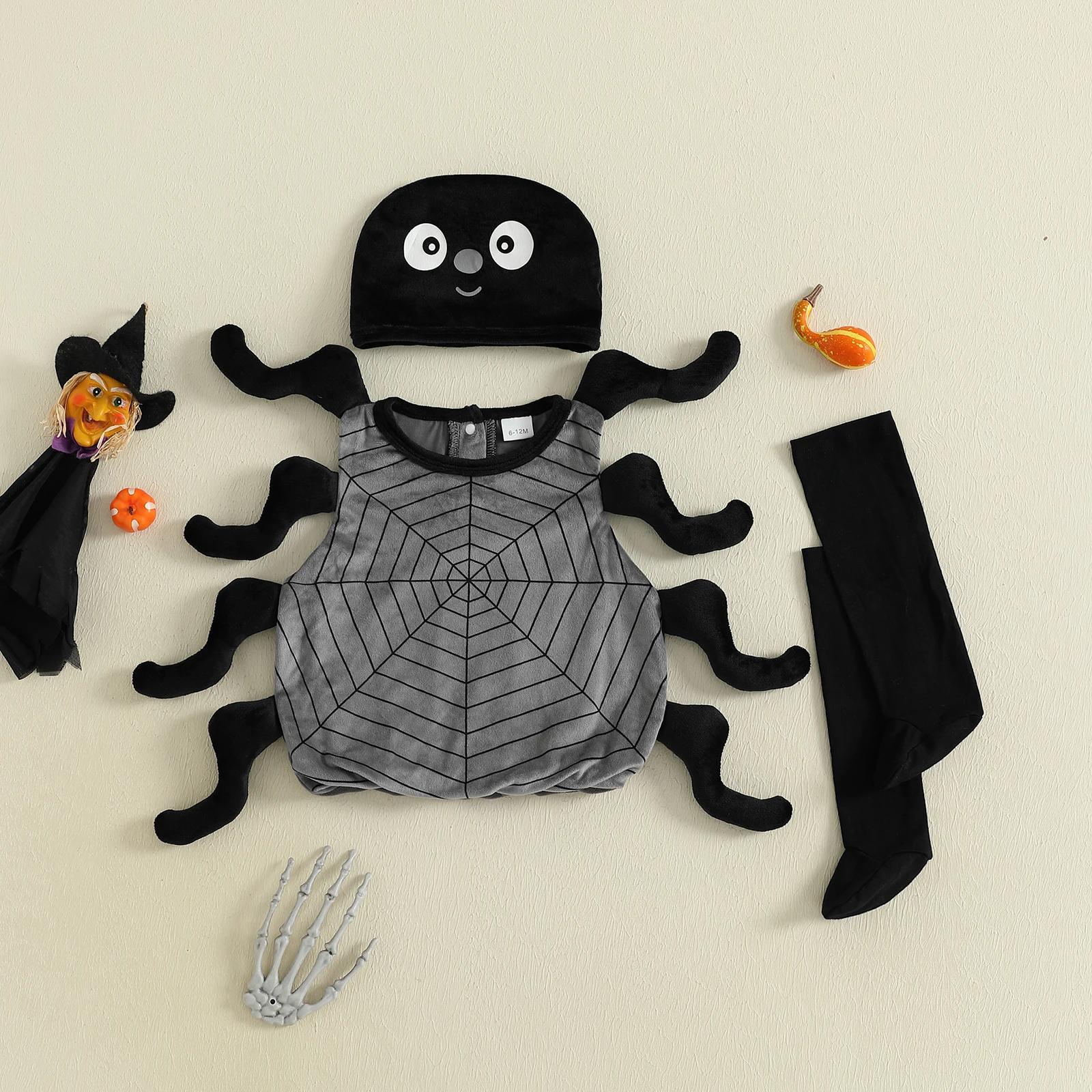 Infant Baby Halloween Spider Costume 3-Piece Set with Vest, Socks & Hat - Image 3