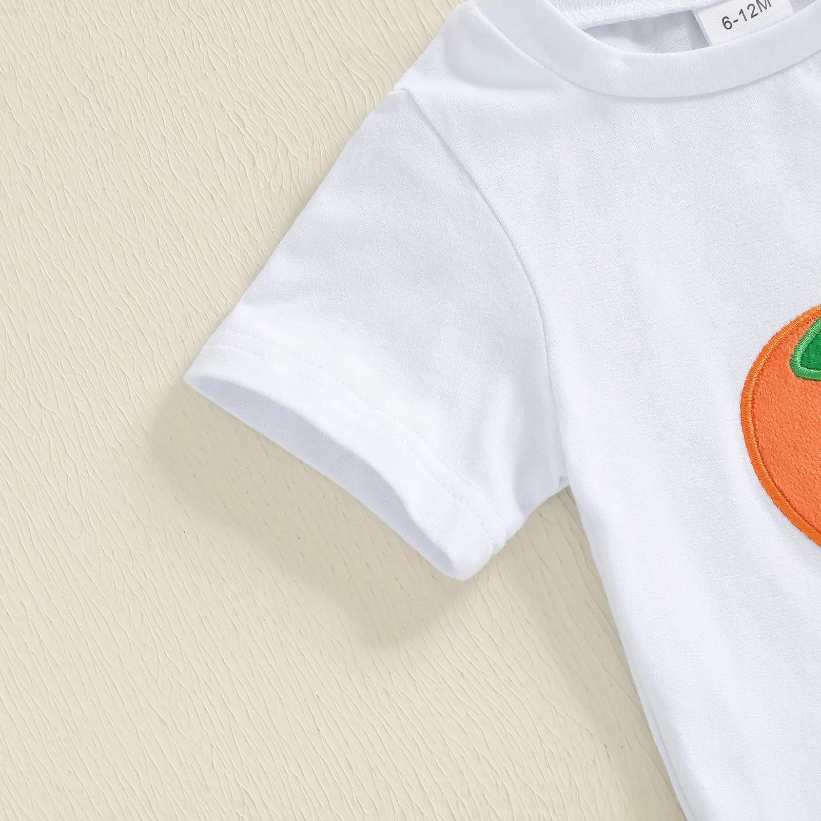 Toddler Boy Halloween Pumpkin Outfit with Plaid Pants - Image 3
