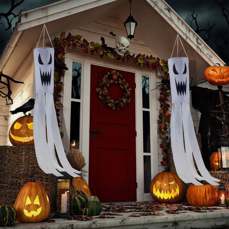 Spooky Ghost Windsock - Halloween Yard and Garden Decoration - Image 4