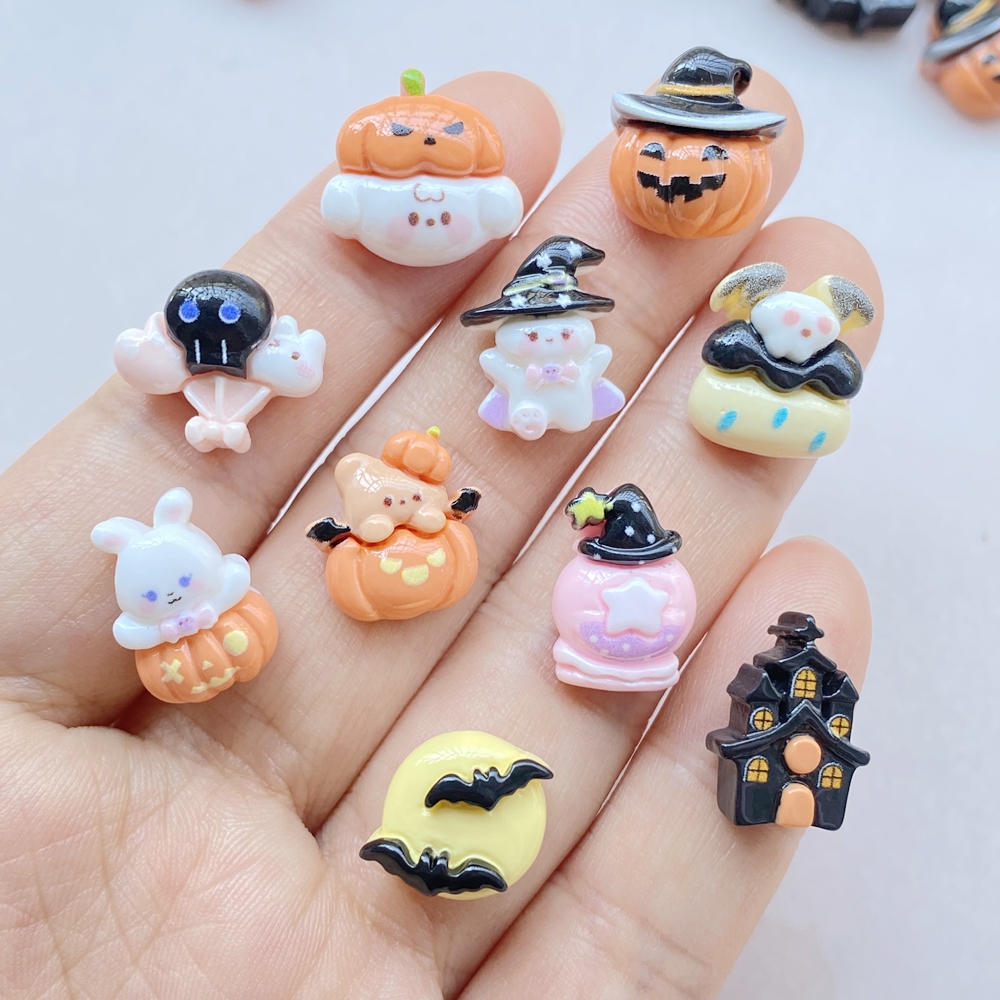 20 Pcs Mini Halloween Bat and Pumpkin Resin Cabochons for Crafts and DIY - Image 4