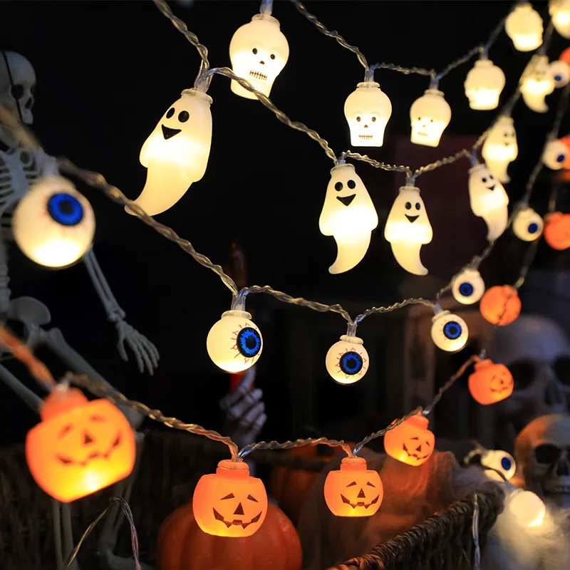 Halloween LED String Lights - Pumpkin, Ghost, Skull & Eyeball Lanterns