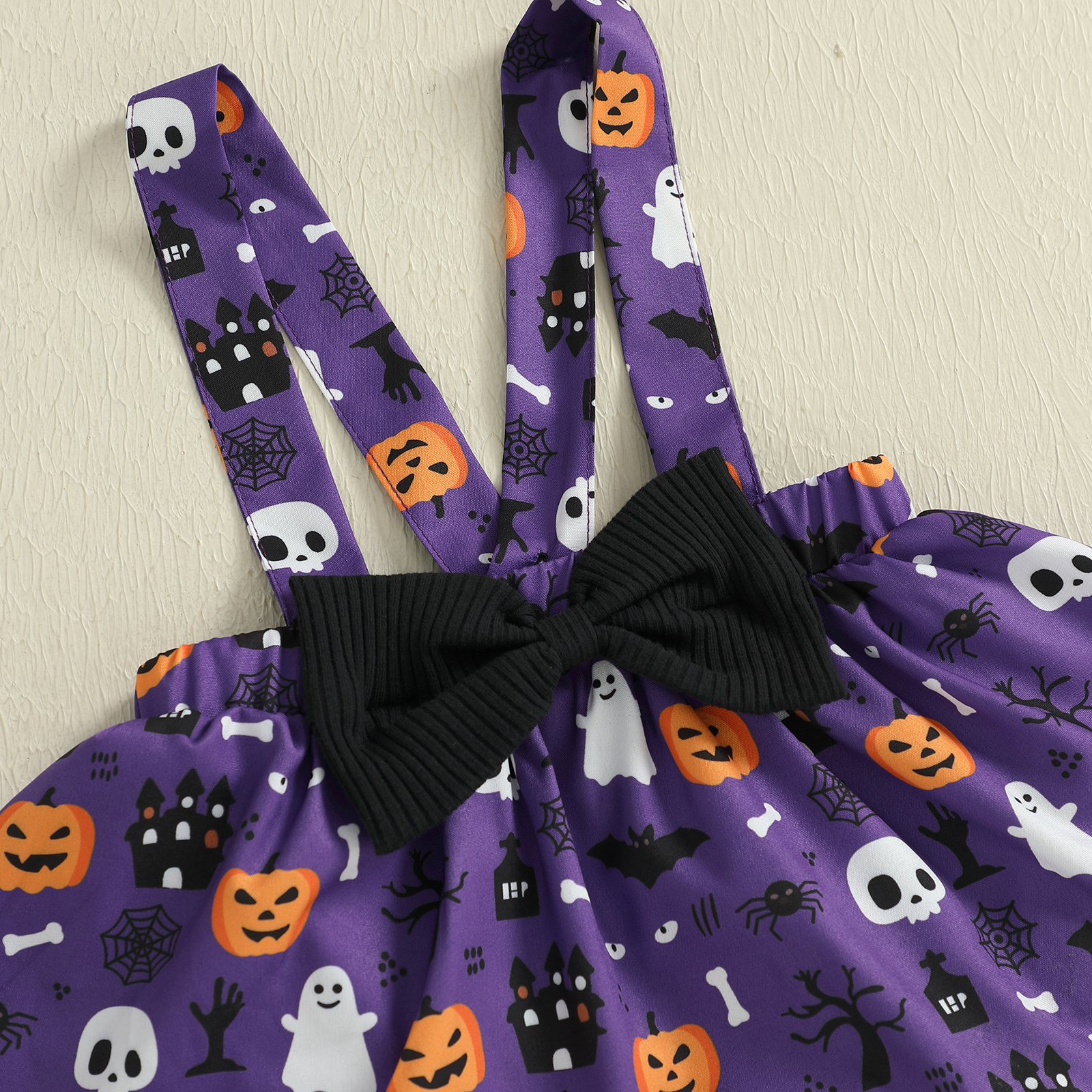 Baby Girl Halloween Outfit 4Pcs Set Romper Skirt Headband Socks - Image 5