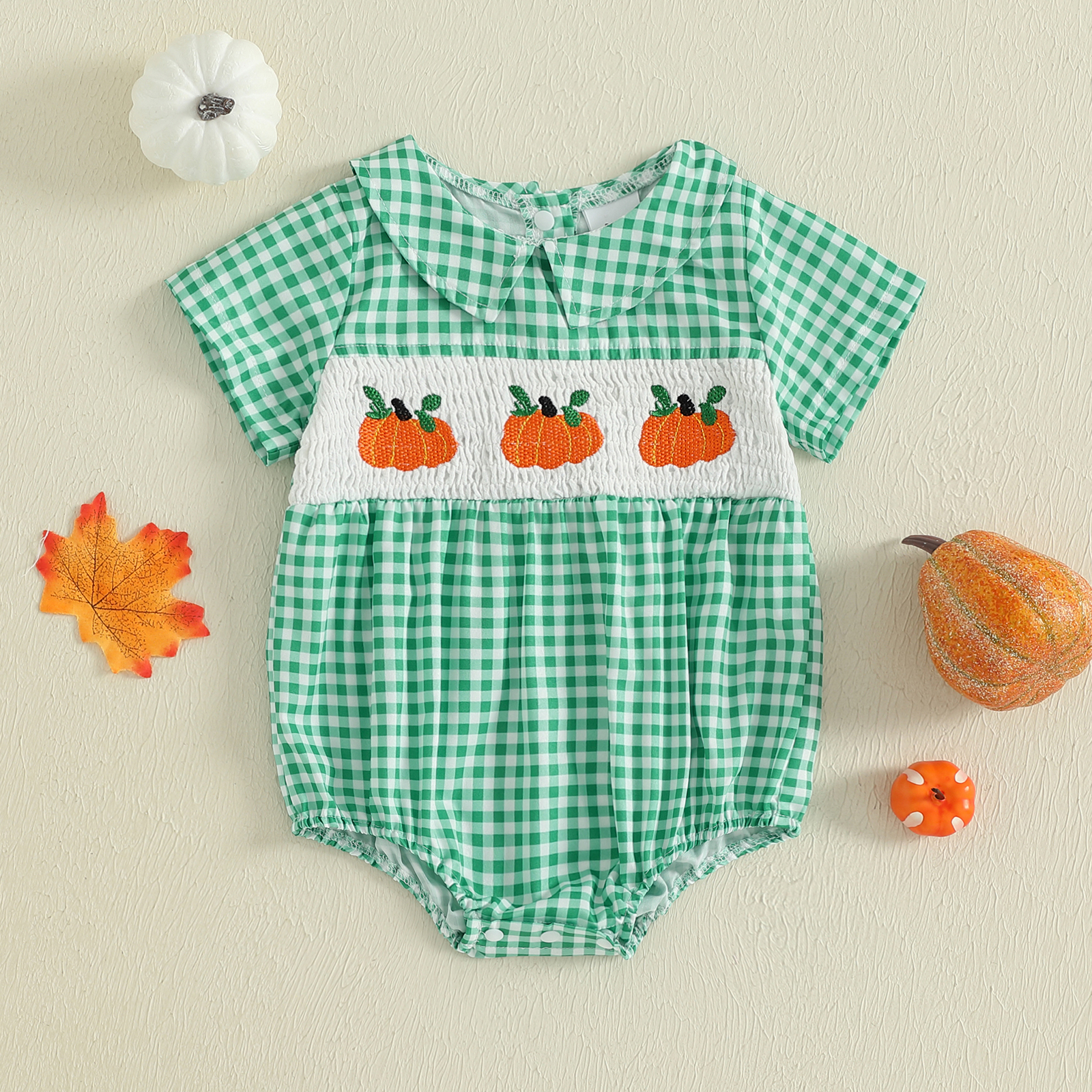 Adorable Pumpkin Embroidery Romper for Baby Girls - Perfect for Halloween