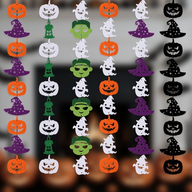 Non-Woven Pumpkin Ghost Witch Hat String Pendant - Halloween Yard Decor