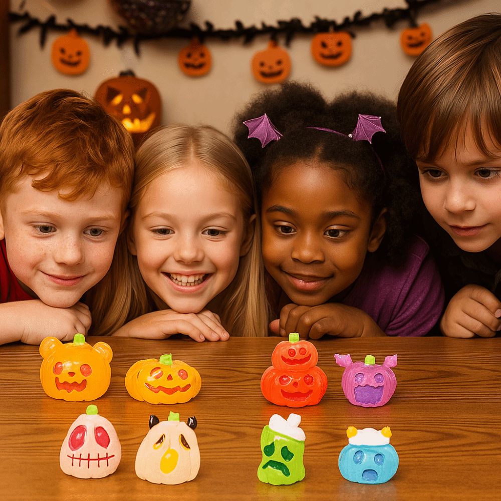 8PCS Glow-in-the-Dark Halloween Mini Figurines – Resin Pumpkin & Ghost Micro Statues - Image 2