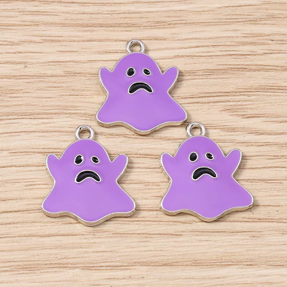 10pcs Colorful Enamel Halloween Ghost Charms for DIY Jewelry Making - Image 5