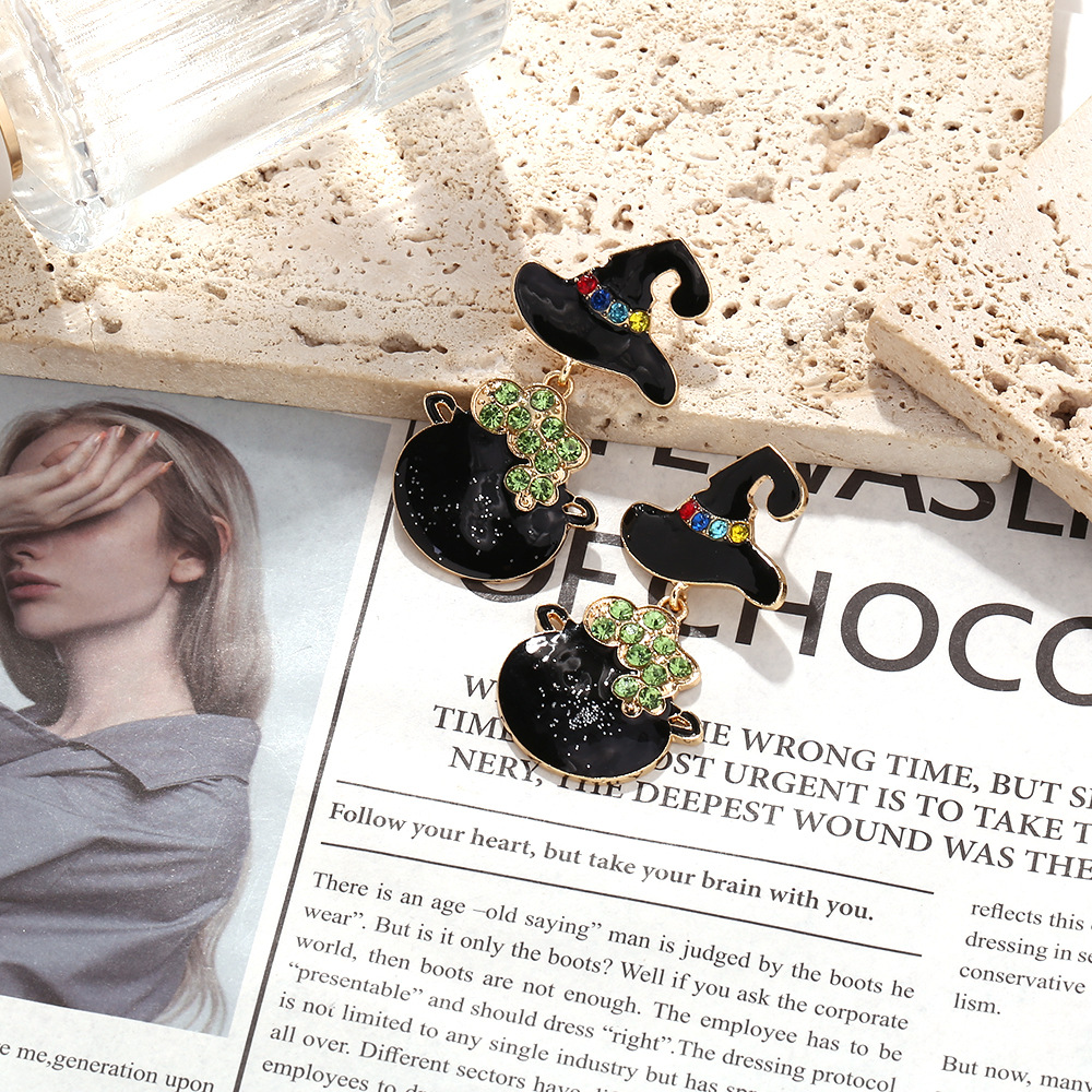Halloween Wizard Hat Drop Earrings - Image 3
