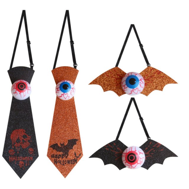 Halloween Glowing Eyeball Bat Bow Tie Costume Accessory