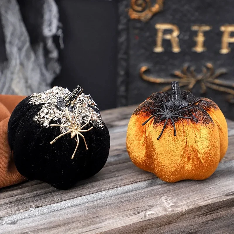 Simulated Spider Pumpkin Halloween Ornament Doll for Home Decor - Image 2
