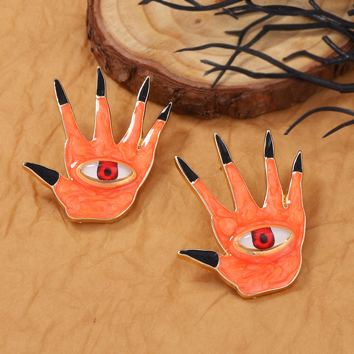 Halloween Devil’s Eye Five Finger Alloy Earrings - Image 3