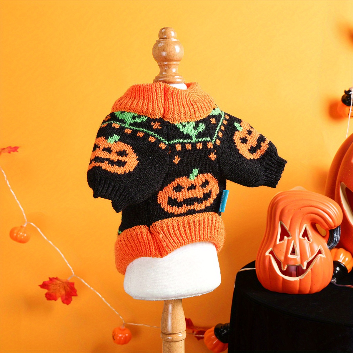 Halloween Pumpkin Pet Sweater - Image 5