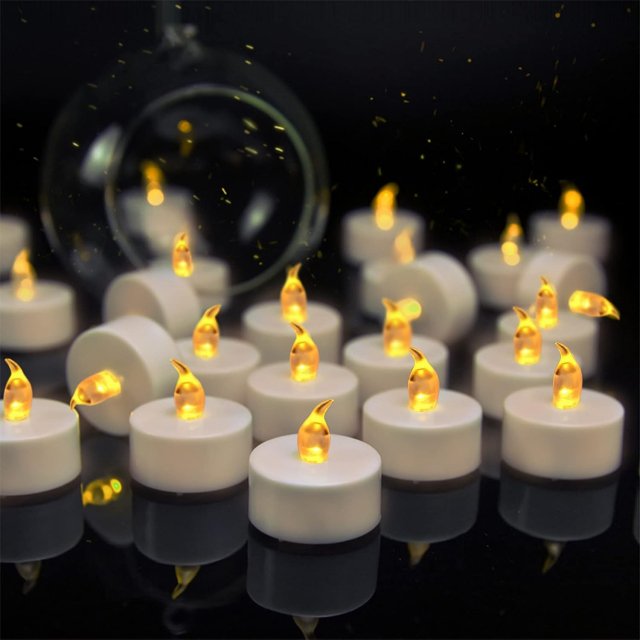 12 Pack Warm Yellow Flameless LED Tea Light Candles - 200+ Hours Battery Operated