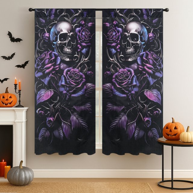Halloween Skull Window Curtain Polyester Party Decoration