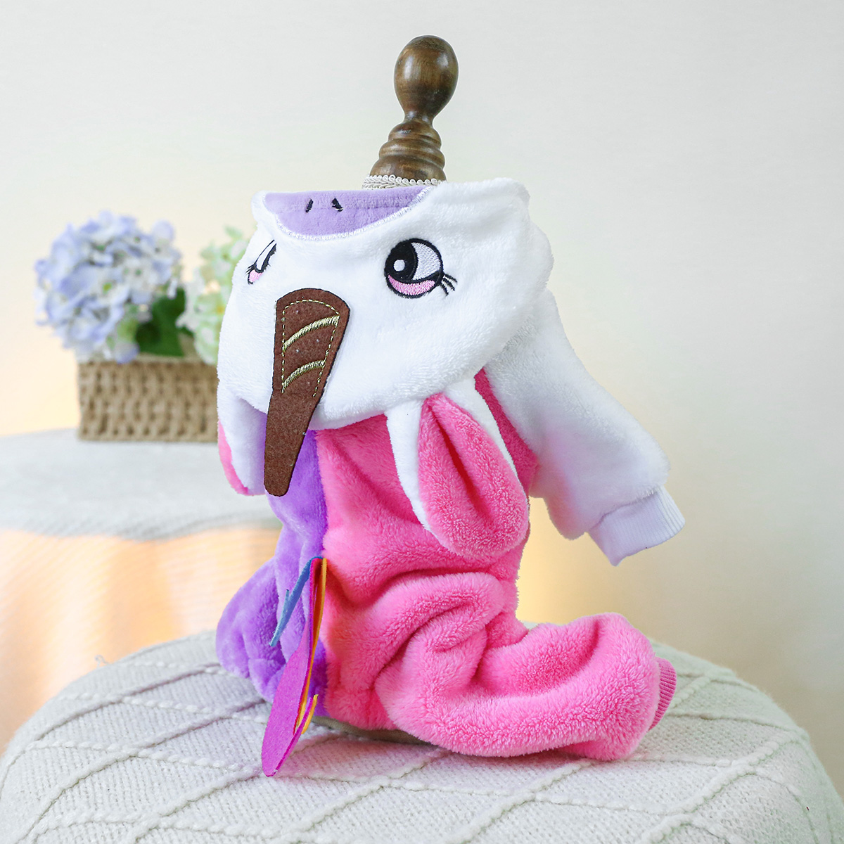 Rainbow Unicorn Dog Hoodie Winter Warm Fleece Four-Legged Pet Outfit - Image 5