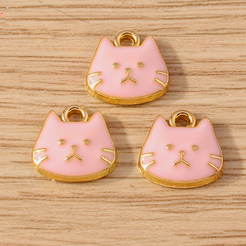 10pcs 11x11mm Cartoon Cat Charms Enamel Pendants for Jewelry Making DIY Crafts - Image 4