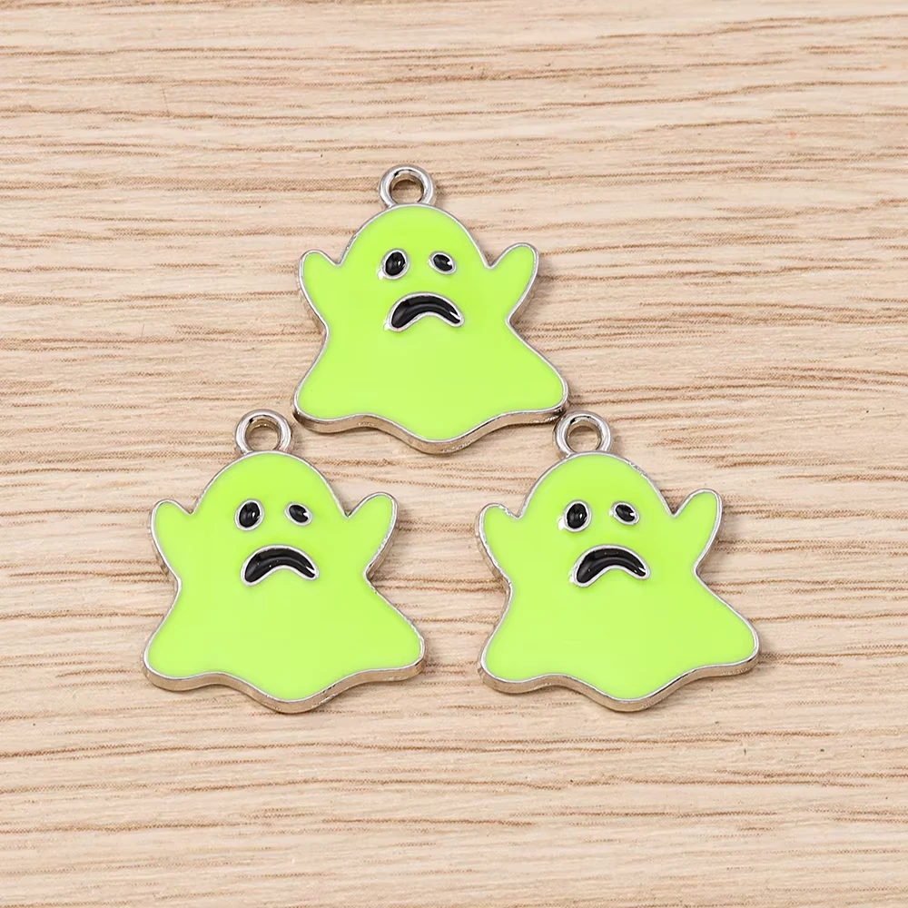 10pcs Colorful Enamel Halloween Ghost Charms for DIY Jewelry Making - Image 3