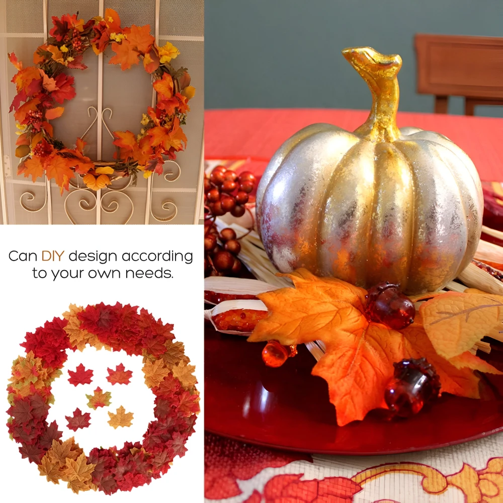 Artificial Maple Leaves – 200pcs Fall Decorations for Home, Party & Crafts - Image 3